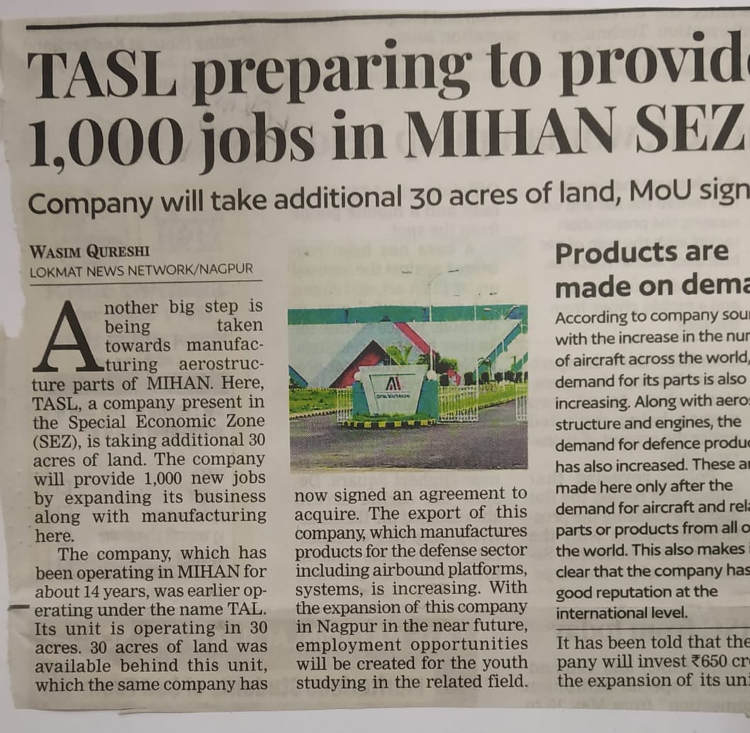 TASL preapring to provide 1,000 jobs in MIHAN-SEZ.